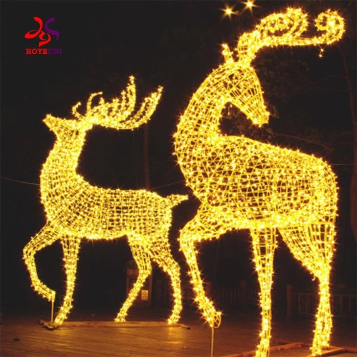Grandes lumières menées grandeur nature de motif de renne de Noël de décoration animale éclairées par 3d