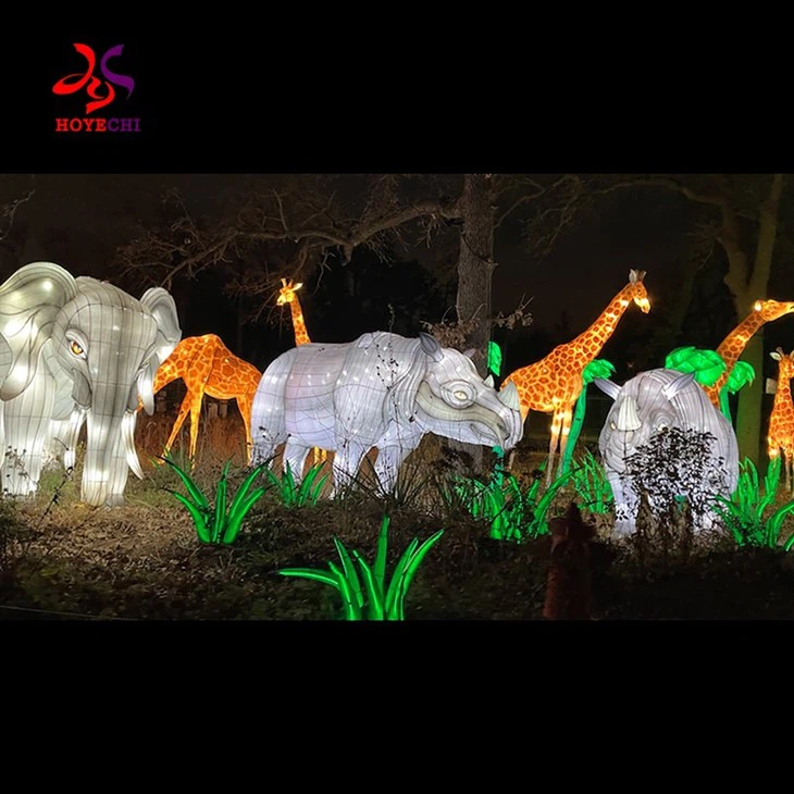 Animal Style Design Silk Made Life Size Animal Outdoor Festival Lighting Lantern Show
