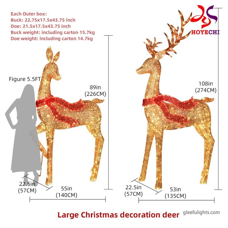 Outside Light Environmentally Friendly Material Christmas Reindeer Motif Light